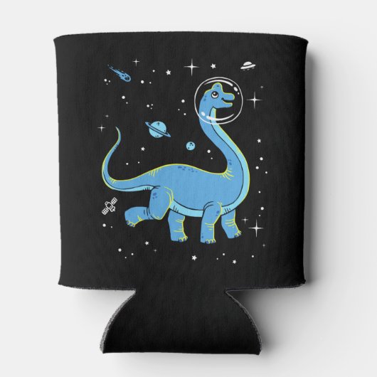 Blue Brachiosaurus dinos in de ruimte Blikjeskoeler (Achterkant)