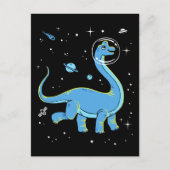 Blue Brachiosaurus dinos in de ruimte Briefkaart (Voorkant)