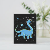 Blue Brachiosaurus dinos in de ruimte Briefkaart (Staand voorkant)