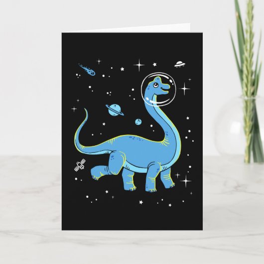 Blue Brachiosaurus dinos in de ruimte Kaart (Voorkant)