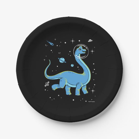 Blue Brachiosaurus dinos in de ruimte Papieren Bordje (Voorkant)