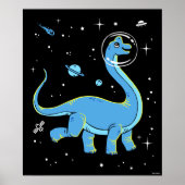 Blue Brachiosaurus dinos in de ruimte Poster (Voorkant)