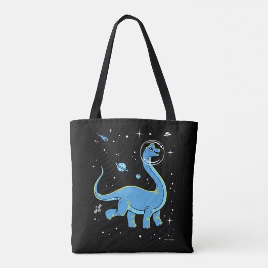 Blue Brachiosaurus dinos in de ruimte Tote Bag (Achterkant)