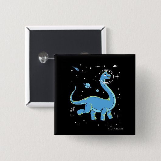 Blue Brachiosaurus dinos in de ruimte Vierkante Button 5,1 Cm (Voorkant /achterkant)