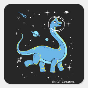 Blue Brachiosaurus dinos in de ruimte Vierkante Sticker