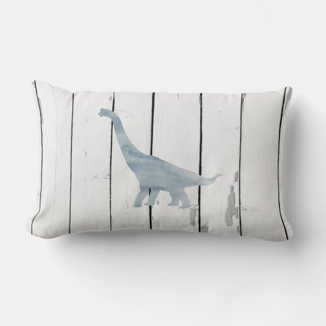 Blue Brachiosaurus Dinosaur Shiplap Rustic Decor Kussen (Voorkant)