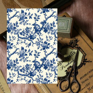 Blue Branches Bloemen Franse Vintage Decoupage Tissuepapier