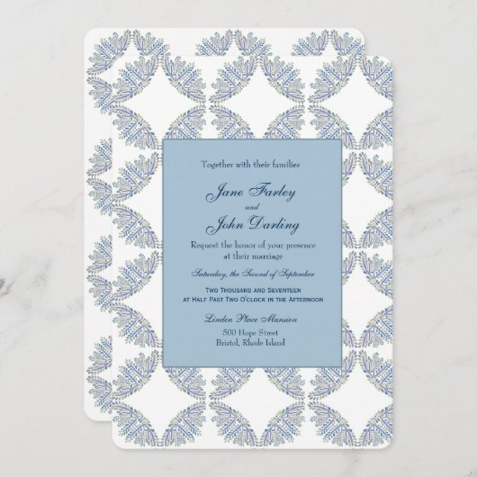 Blue Branches Wedding Uitnodiging (Voorkant / Achterkant)