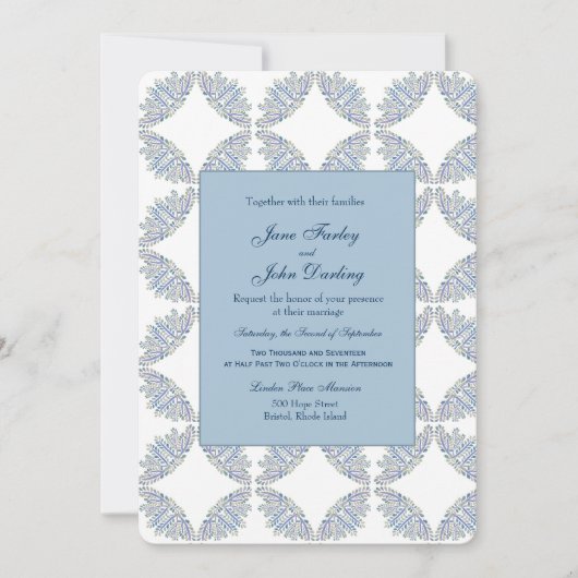 Blue Branches Wedding Uitnodiging (Voorkant)