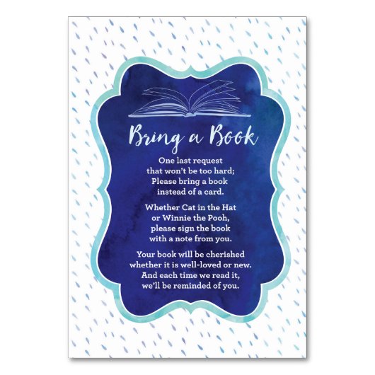 Blue Breng een boek Baby Boy Shower Insert Kaart (Voorkant)