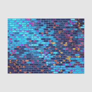 Blue Brick en Heart Shimmer Pattern Tissuepapier