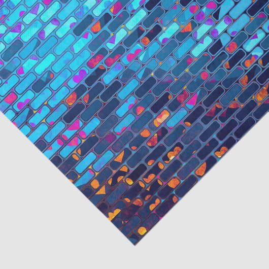 Blue Brick en Heart Shimmer Pattern Tissuepapier (Detail)