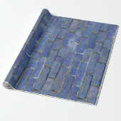 Blue Brick Pattern Cadeaupapier (Uitgerold)
