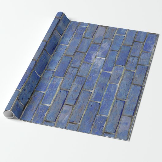 Blue Brick Pattern Cadeaupapier (Uitgerold)