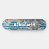Blue Brick, Rust and White Painted Wall - Monogram Persoonlijk Skateboard (Horizontaal)