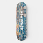 Blue Brick, Rust and White Painted Wall - Monogram Persoonlijk Skateboard (Voorkant)