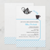 Blue Bridal Shower Invitation - Tea Kaart (Voorkant / Achterkant)