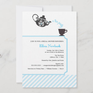 Blue Bridal Shower Invitation - Tea Kaart