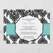 Blue Bridal Shower Invitations Damask Kaart (Voorkant / Achterkant)