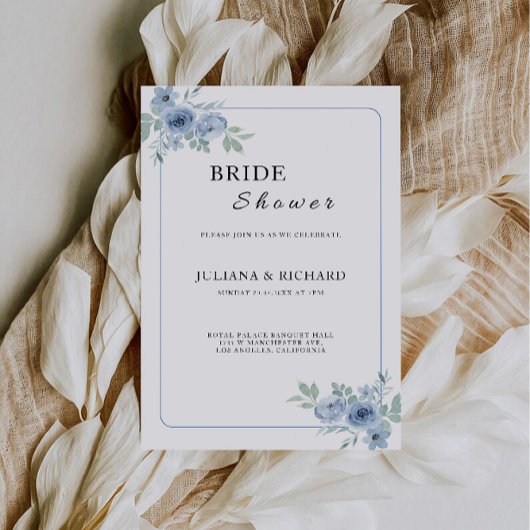 Blue Bridal Shower-uitnodiging Kaart