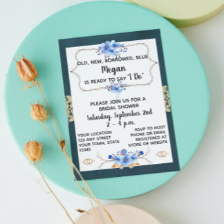 Blue Bridal Shower-uitnodiging Kaart