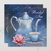 Blue Bridal Tea Party Kaart (Voorkant / Achterkant)