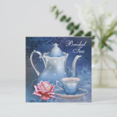 Blue Bridal Tea Party Kaart (Staand voorkant)