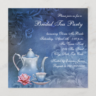 Blue Bridal Tea Party Kaart