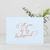 Blue Bridesmaid Proposal Kaart met foto (Staand voorkant)