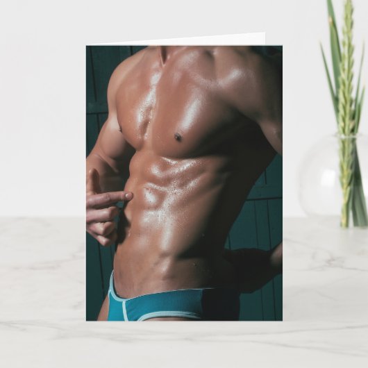 Blue Briefs Hot Guy Greetings Card Kaart (Voorkant)