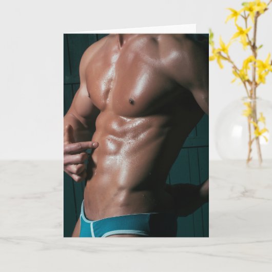 Blue Briefs Hot Guy Greetings Card Kaart (Gele Bloem)