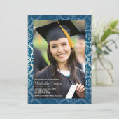 Blue Brilliance Photo Lijst Invitation Kaart (Staand voorkant)