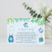 Blue Bring a Book Baby Shower Boy Request Informatiekaartje (Staand voorkant)