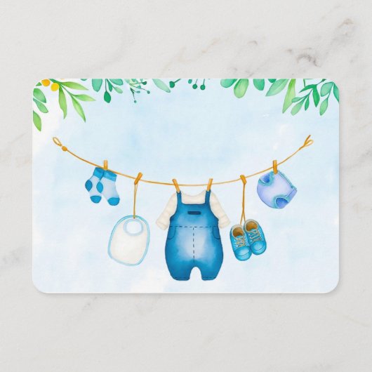 Blue Bring a Book Baby Shower Boy Request Informatiekaartje (Achterkant)