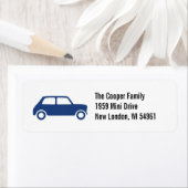 Blue British Mini Cooper Custom Adresetiketten Etiket (Insitu)