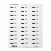 Blue British Mini Cooper Custom Adresetiketten Etiket (Full Sheet)