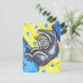 Blue British Shorthair Cat Flower Bed Briefkaart (Staand voorkant)