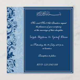 Blue Brocade Muslim bruiloft Kaart