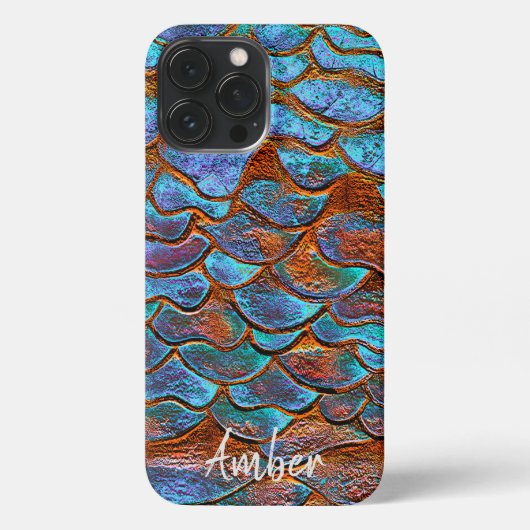Blue Bronze Copper Metallic Pattern, gepersonalise iPhone Hoesje (Achterkant)