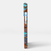 Blue Bronze Copper Metallic Pattern, gepersonalise iPhone Hoesje (Linkerkant)