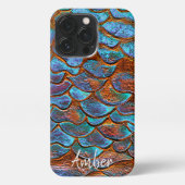 Blue Bronze Copper Metallic Pattern, gepersonalise iPhone Hoesje (Achterkant)