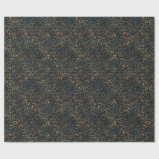 Blue Bronze Leopard Print Cadeaupapier (Vlak)