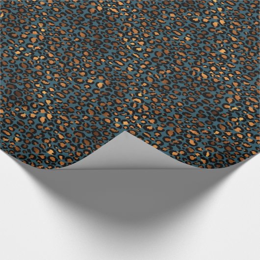Blue Bronze Leopard Print Cadeaupapier (Hoek)