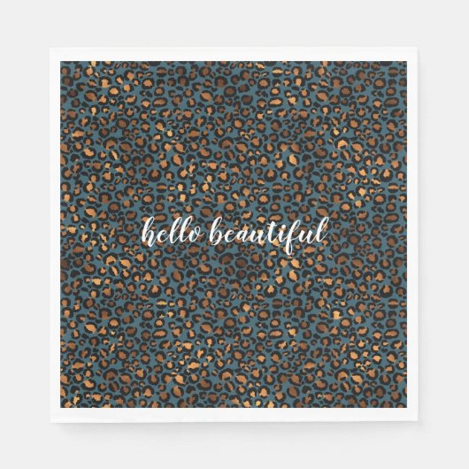 Blue Bronze Leopard Print Servet (Voorkant)