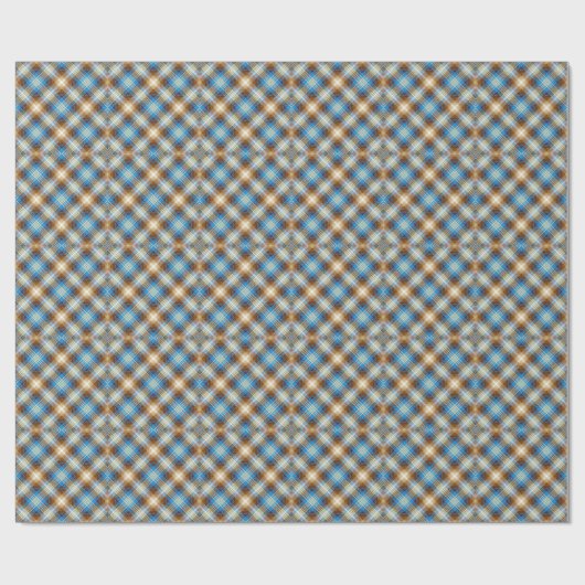 Blue Bronze Rustic Tartan Pset Gingham Pattern Cadeaupapier (Vlak)