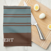  Blue &Brown Abstract Pattern Monogram name Theedoek (Quarter Fold)