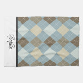 Blue & Brown Argyle gepersonaliseerd Theedoek (Horizontaal)