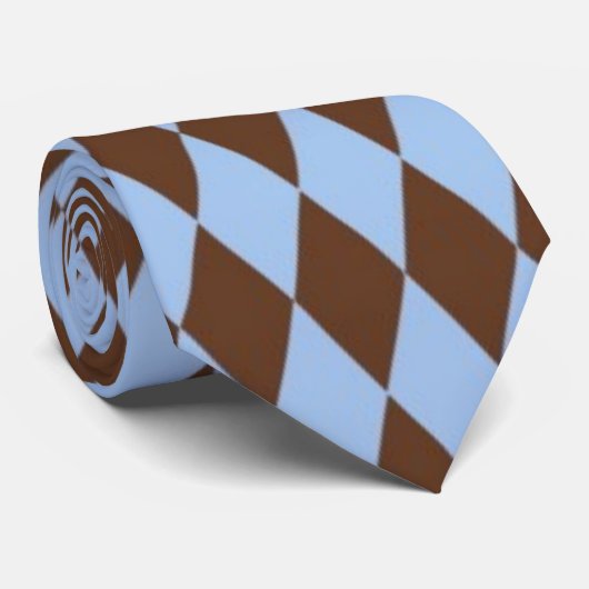 Blue & Brown Argyle Pattern Mannen Stropdas (Opgerold)