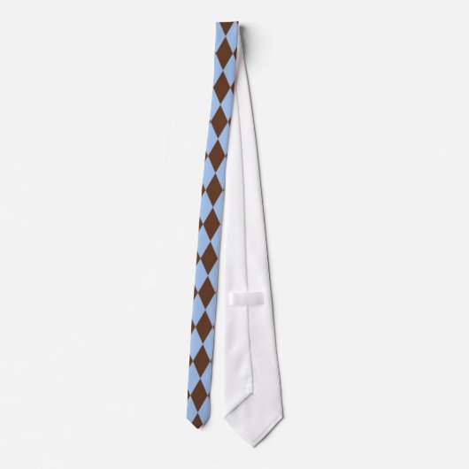 Blue & Brown Argyle Pattern Mannen Stropdas (Achterkant)