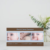 Blue & Brown baby aangekondigd Aankondiging (Staand voorkant)